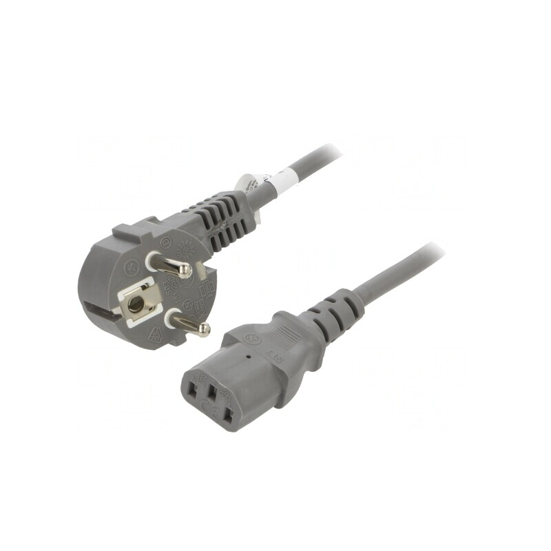 Cablu Alimentare Gri 2m CEE 7/7 la IEC C13 | Electronic-mag.ro | Componente Electronice