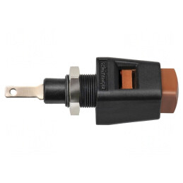Clemă de laborator maro 70VDC 16A nichel | Electronic-mag.ro | Componente Electronice
