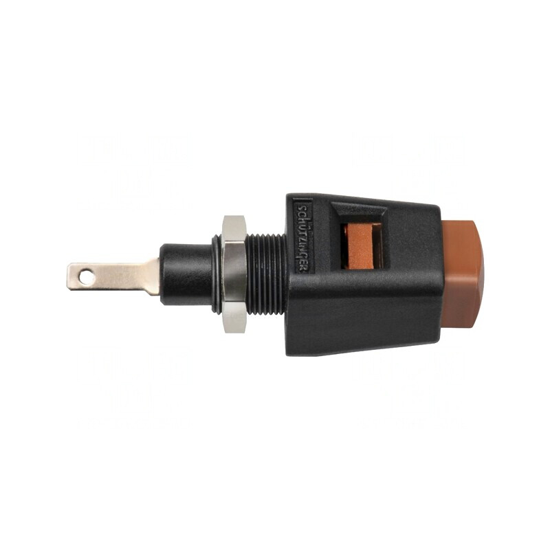 Clemă de laborator maro 70VDC 16A nichel | Electronic-mag.ro | Componente Electronice