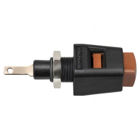Clemă de laborator maro 70VDC 16A nichel | Electronic-mag.ro | Componente Electronice