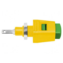 Clemă Laborator Galben-Verde 70VDC 16A Nichel | Electronic-mag.ro | Componente Electronice
