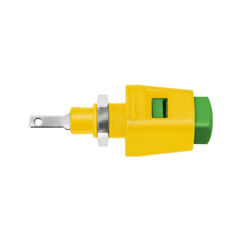 Clemă Laborator Galben-Verde 70VDC 16A Nichel | Electronic-mag.ro | Componente Electronice