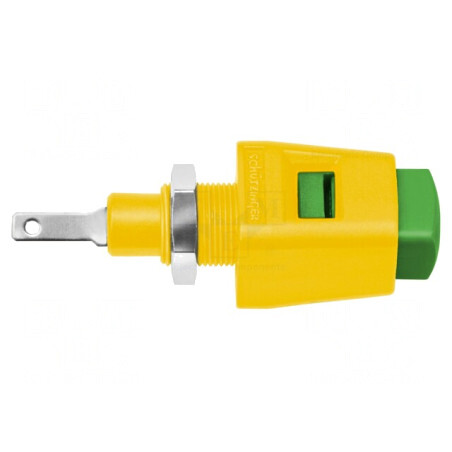 Clemă Laborator Galben-Verde 70VDC 16A Nichel | Electronic-mag.ro | Componente Electronice