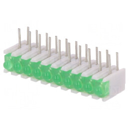 LED; în carcasă; verde; Nr.diode: 10; 20mA; Lentilă: difuză,verde