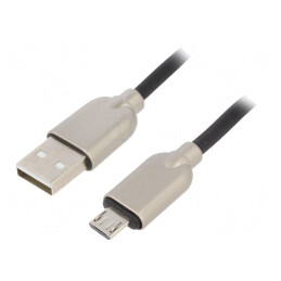 Cablu USB 2.0 A la Micro B Aurit 1m Negru | Electronic-mag.ro | Componente Electronice