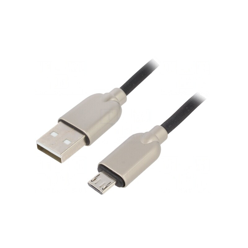 Cablu USB 2.0 A la Micro B Aurit 1m Negru | Electronic-mag.ro | Componente Electronice