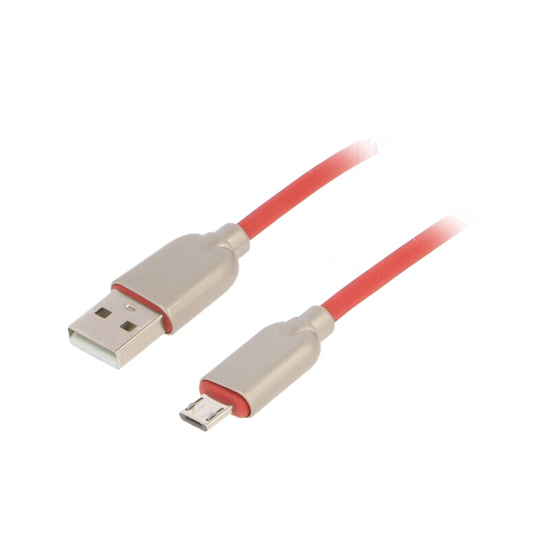 Cablu USB 2.0 A la Micro B, Aurit, 1m, Roșu | Electronic-mag.ro | Componente Electronice Cablu USB 2.0 A la Micro B, Aurit, 1m, Roșu | Electronic-mag.ro | Componente Electronice
