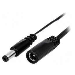 Cablu DC 5,5/2,1 mm Mufă-Soclu Drept Negru 2x0,5mm²