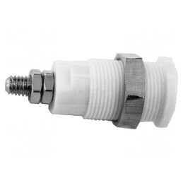 Conector Banană Alb 4mm 36A 1kV Nichelat | Electronic-mag.ro | Componente Electronice