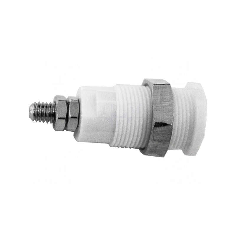 Conector Banană Alb 4mm 36A 1kV Nichelat | Electronic-mag.ro | Componente Electronice