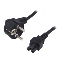 Cablu Alimentare 3x0,75mm2 cu Ştecăr în Unghi și Conector IEC C5