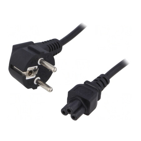 Cablu Alimentare 3x0,75mm2 cu Ştecăr în Unghi și Conector IEC C5 | Electronic-mag.ro | Componente Electronice