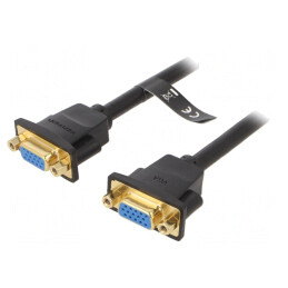 Cablu VGA D-Sub 15 pini HD Negru 1m | Electronic-mag.ro | Componente Electronice