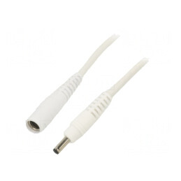 Cablu Alimentare DC Alb 0,5m 1x1mm2 Mufă 3,5/1,3 Soclu 5,5/2,1 | Electronic-mag.ro | Componente Electronice
