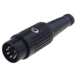 Mufă DIN tată 7 pini 270° drept pe cablu 34V | Electronic-mag.ro | Componente Electronice