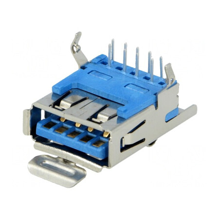 Soclu USB A 3.0 PCB THT 90° Aurit Clichet | Electronic-mag.ro | Componente Electronice