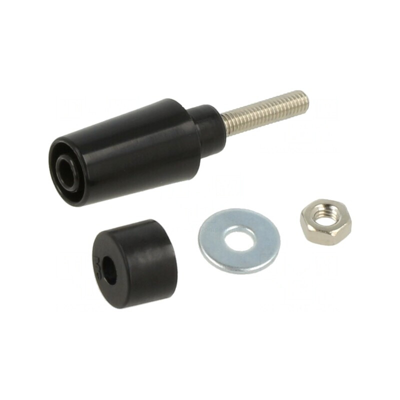 Soclu Banană 4mm 32A 1kV Negru Izolat | Electronic-mag.ro | Componente Electronice