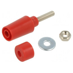 Soclu Banană 4mm 32A 1kV Roșu Nichelat Izolat | Electronic-mag.ro | Componente Electronice