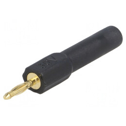 Conector Banană Negru 2mm 10A 30VAC Aurit 45mm Poliamidă