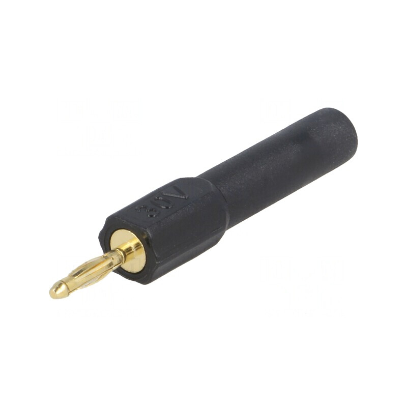 Conector Banană Negru 2mm 10A 30VAC Aurit 45mm Poliamidă | Electronic-mag.ro | Componente Electronice