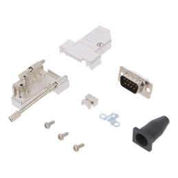 Kit mufă D-Sub 9 pini tată neagră pentru lipire pe cablu | Electronic-mag.ro | Componente Electronice