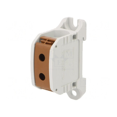 Terminal de Îmbinare pentru Șine 50mm2 1 Pista 2 Borne Maro | Electronic-mag.ro | Componente Electronice