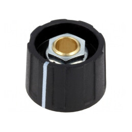 Buton rotativ negru cu indicator ABS Ø6mm Ø23x15,5mm