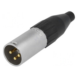 Mufă XLR 3 PIN Dreptă pe Cablu Contacte Alamă | Electronic-mag.ro | Componente Electronice
