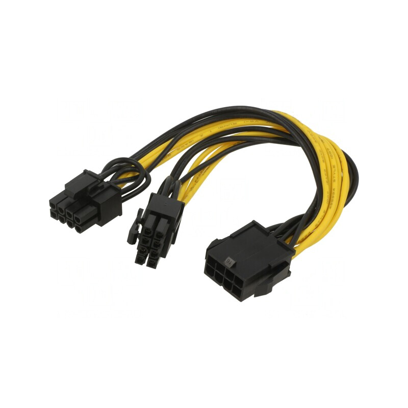 Cablu de Alimentare PCIe 8pin Tată la 2x 8pin Mamă 0,2m | Electronic-mag.ro | Componente Electronice