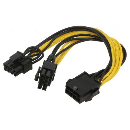 Cablu de Alimentare PCIe 8pin Tată la 2x 8pin Mamă 0,2m | Electronic-mag.ro | Componente Electronice