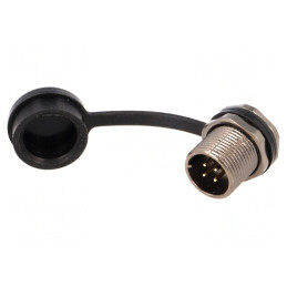 Soclu ST12 tată 4 PIN IP67 5A 200V 0.75mm2 | Electronic-mag.ro | Componente Electronice