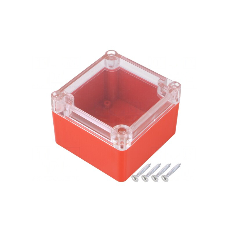 Carcasă universală ABS roşu cu garnitură 80x82x55mm | Electronic-mag.ro | Componente Electronice