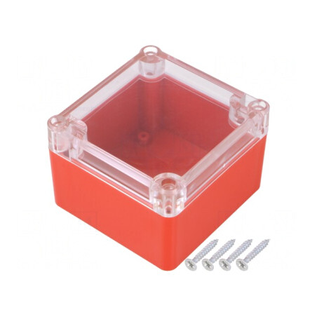 Carcasă universală ABS roşu cu garnitură 80x82x55mm | Electronic-mag.ro | Componente Electronice
