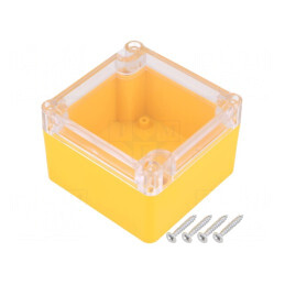 Carcasă Universală ABS Galbenă cu Garnitură 80x82x55mm | Electronic-mag.ro | Componente Electronice