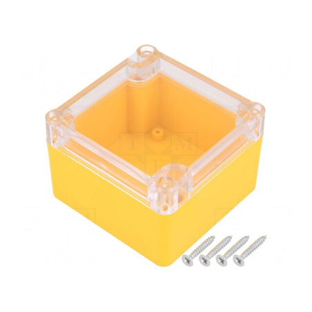 Carcasă Universală ABS Galbenă cu Garnitură 80x82x55mm | Electronic-mag.ro | Componente Electronice