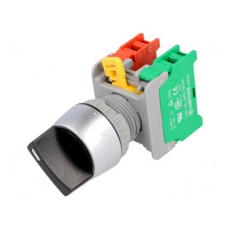 Comutator rotativ 22mm negru 2 NC NO | Electronic-mag.ro | Componente Electronice