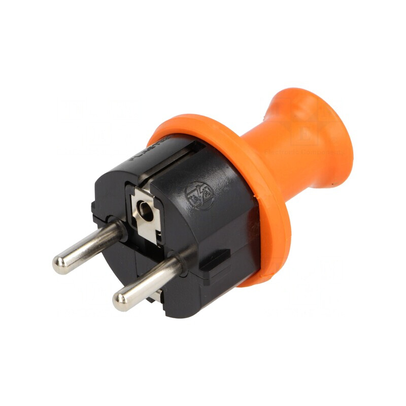 Conector Alimentare AC 2P PE 230V 16A Portocaliu | Electronic-mag.ro | Componente Electronice