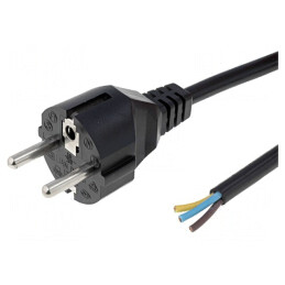 Cablu Electric 3x0,75mm2 CEE 7/7 3m Negru 6A | Electronic-mag.ro | Componente Electronice