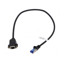 Prelungitor RJ45 S/FTP Cat6a Negru 0,5m | Electronic-mag.ro | Componente Electronice