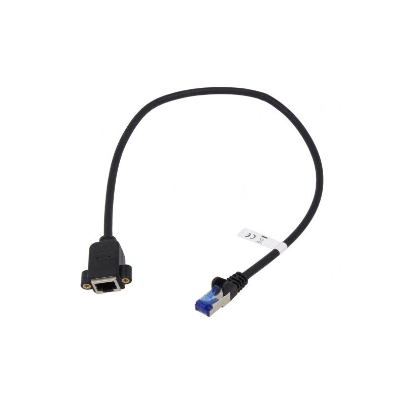 Prelungitor RJ45 S/FTP Cat6a Negru 0,5m | Electronic-mag.ro | Componente Electronice