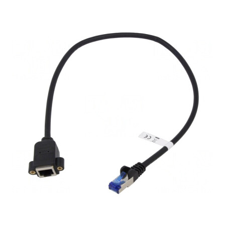Prelungitor RJ45 S/FTP Cat6a Negru 0,5m | Electronic-mag.ro | Componente Electronice