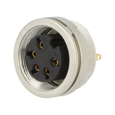 Conector M16 Mamă 5 PIN 5A 250V IP40 | Electronic-mag.ro | Componente Electronice