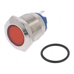 Lampă LED plată roşie 12V Ø19mm alamă | Electronic-mag.ro | Componente Electronice