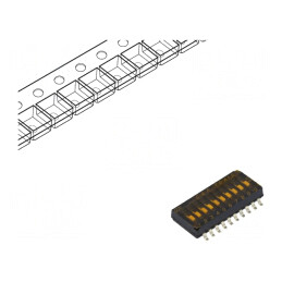 Comutator: DIP-SWITCH; Număr secţiuni: 10; OFF-ON; 0,025A/24VDC