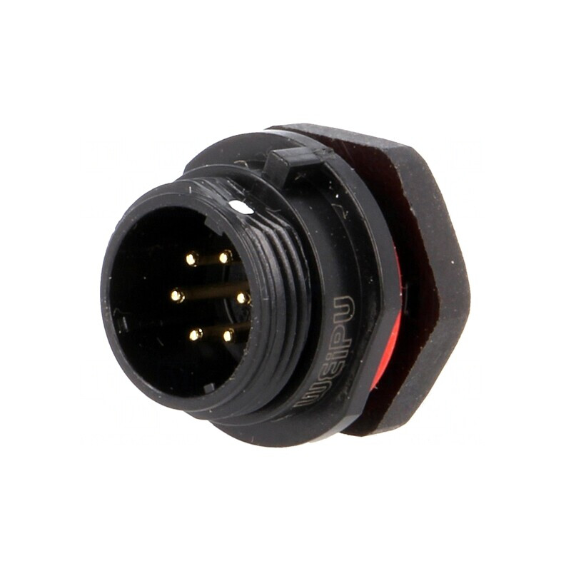 Soclu SP13 tată 6 pini IP68 5A pentru panou | Electronic-mag.ro | Componente Electronice