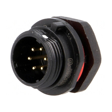 Soclu SP13 tată 6 pini IP68 5A pentru panou | Electronic-mag.ro | Componente Electronice