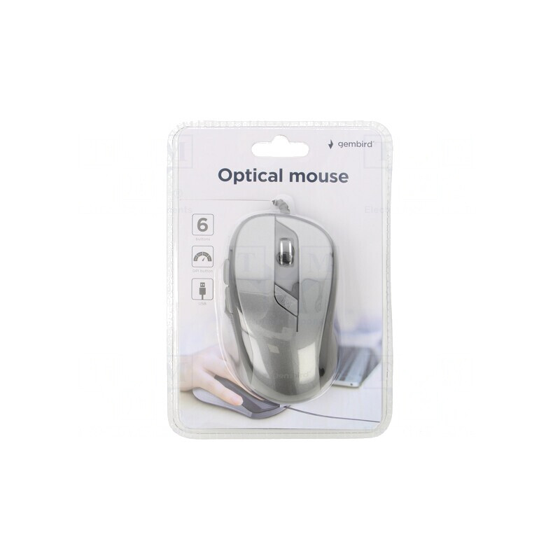 Mouse Optic Negru-Gri USB cu 6 Butoane și Cablu 1.35m | Electronic-mag.ro | Componente Electronice