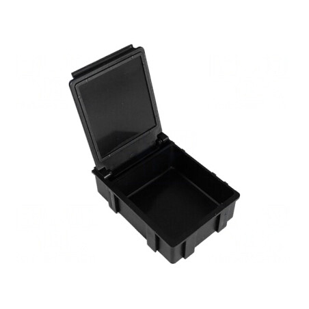 Suport ESD negru 47x37x15mm cu clapetă | Electronic-mag.ro | Componente Electronice