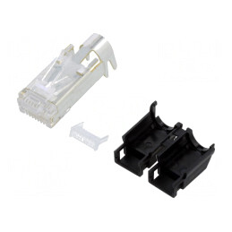 Mufă RJ45 Cat5e Ecranată cu Manșon 6.6mm Neagră | Electronic-mag.ro | Componente Electronice