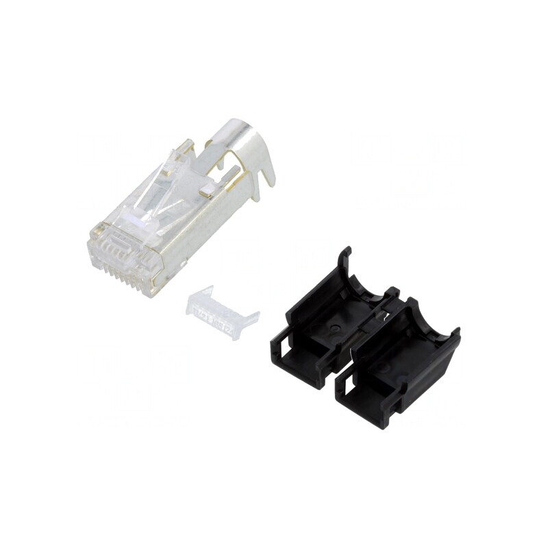 Mufă RJ45 Cat5e Ecranată cu Manșon 6.6mm Neagră | Electronic-mag.ro | Componente Electronice